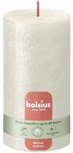 Bolsius Rustic Shimmer Kremowa świeca dekoracyjna 130/68 mm