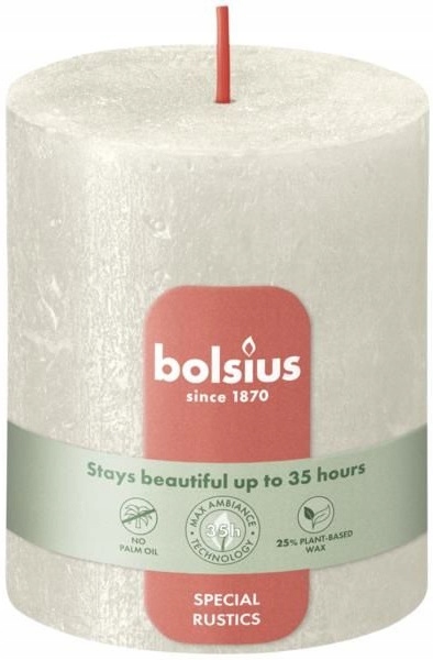 Bolsius Rustic Shimmer Kremowa świeca dekoracyjna 80/68 mm