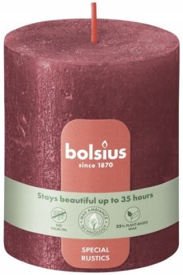 Bolsius Rustic Shimmer Czerwona świeca dekoracyjna 80/68 mm