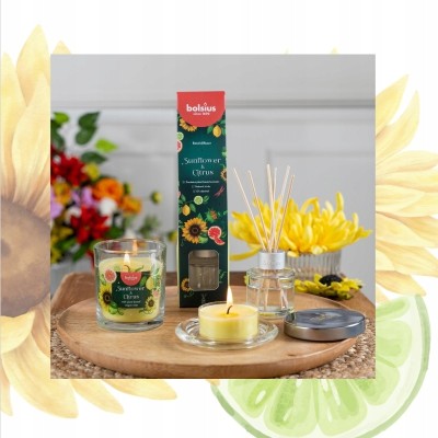 Bolsius Floral Fusion Słonecznik i Cytrusy świeca zapachowa 80/72 w szkle z wieczkiem