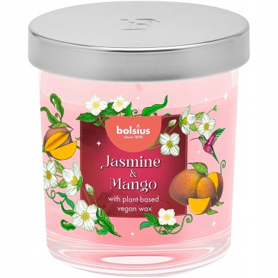 Bolsius Floral Fusion Jaśmin i Mango świeca zapachowa 80/72 w szkle z wieczkiem