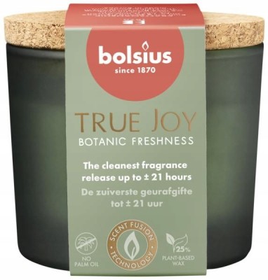 Bolsius True Joy Botanic Freshness świeca zapachowa w szkle 66/83 z korkowym wieczkiem