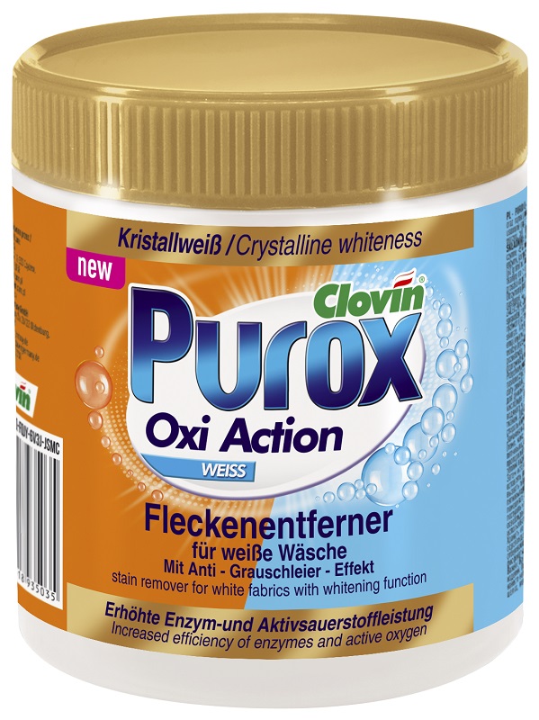Purox OXI ACTION tlenowy odplamiacz proszkowy do tkanin białych 750g