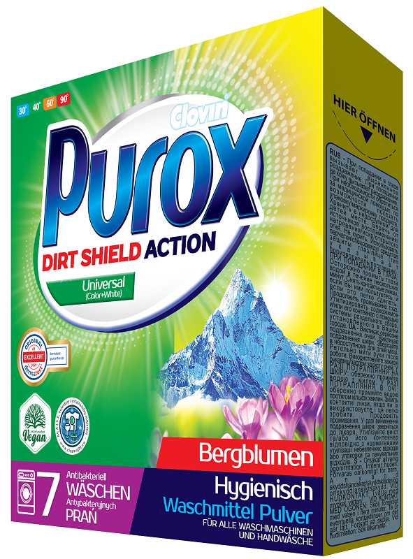 Purox Universal proszek do prania tkanin białych i kolorowych 490g