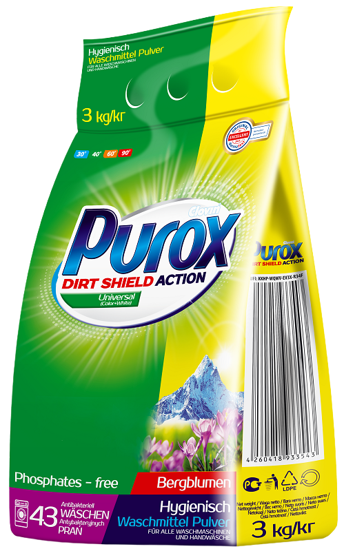 Purox Universal proszek do prania tkanin białych i kolorowych 3kg