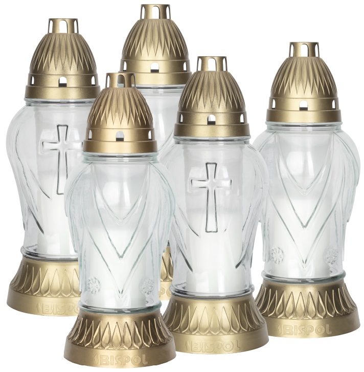 Bispol 3044 Mix bezbarwny znicz szklany 5 sztuk