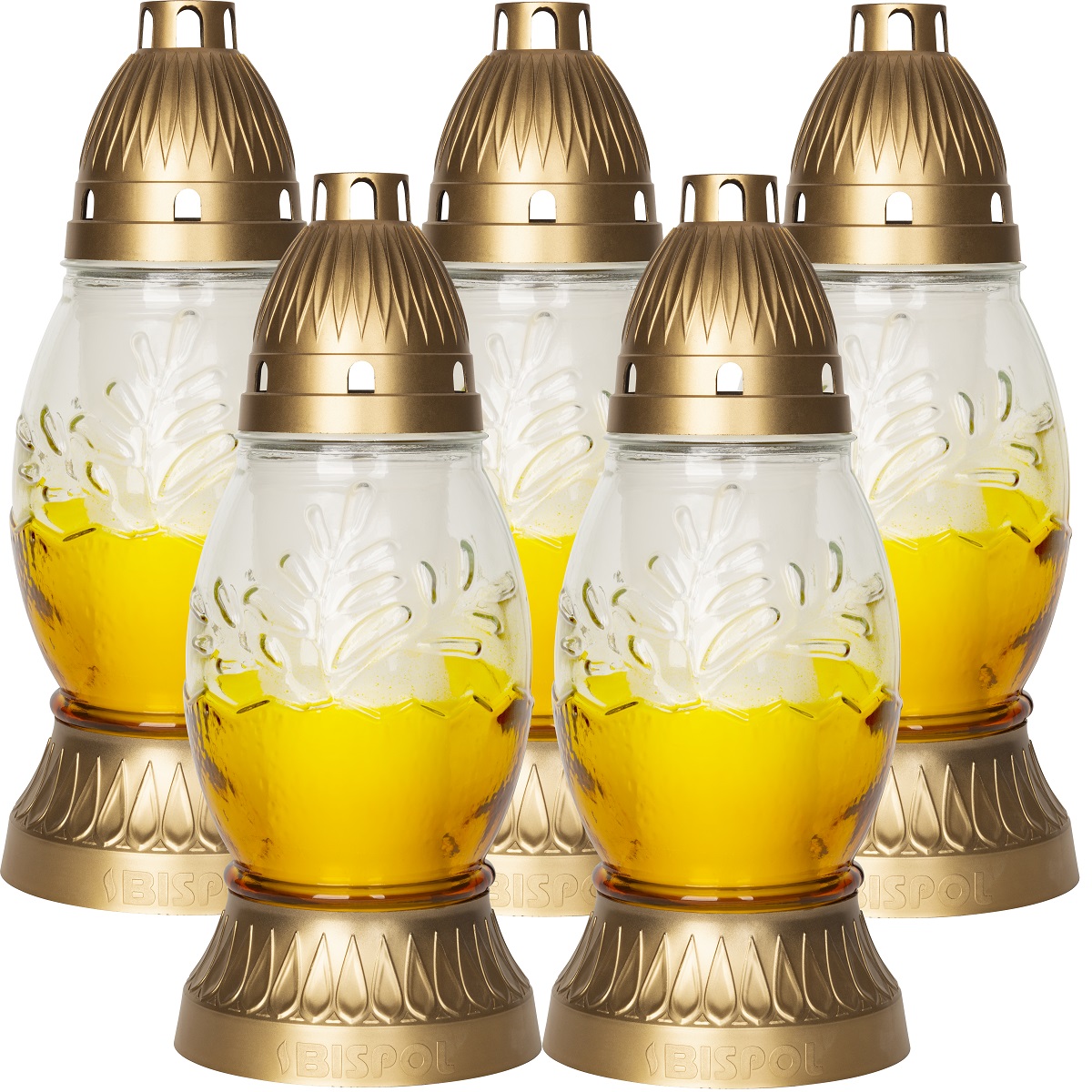 Bispol 3050 znicz szklany w odcieniach bieli i żółci 5 sztuk