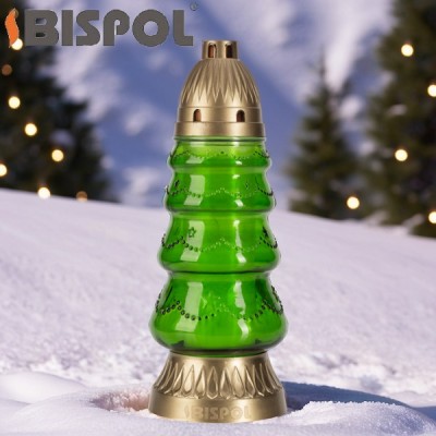 Bispol 4067ch-1 Choinka Zielona duża znicz szklany 5 sztuk