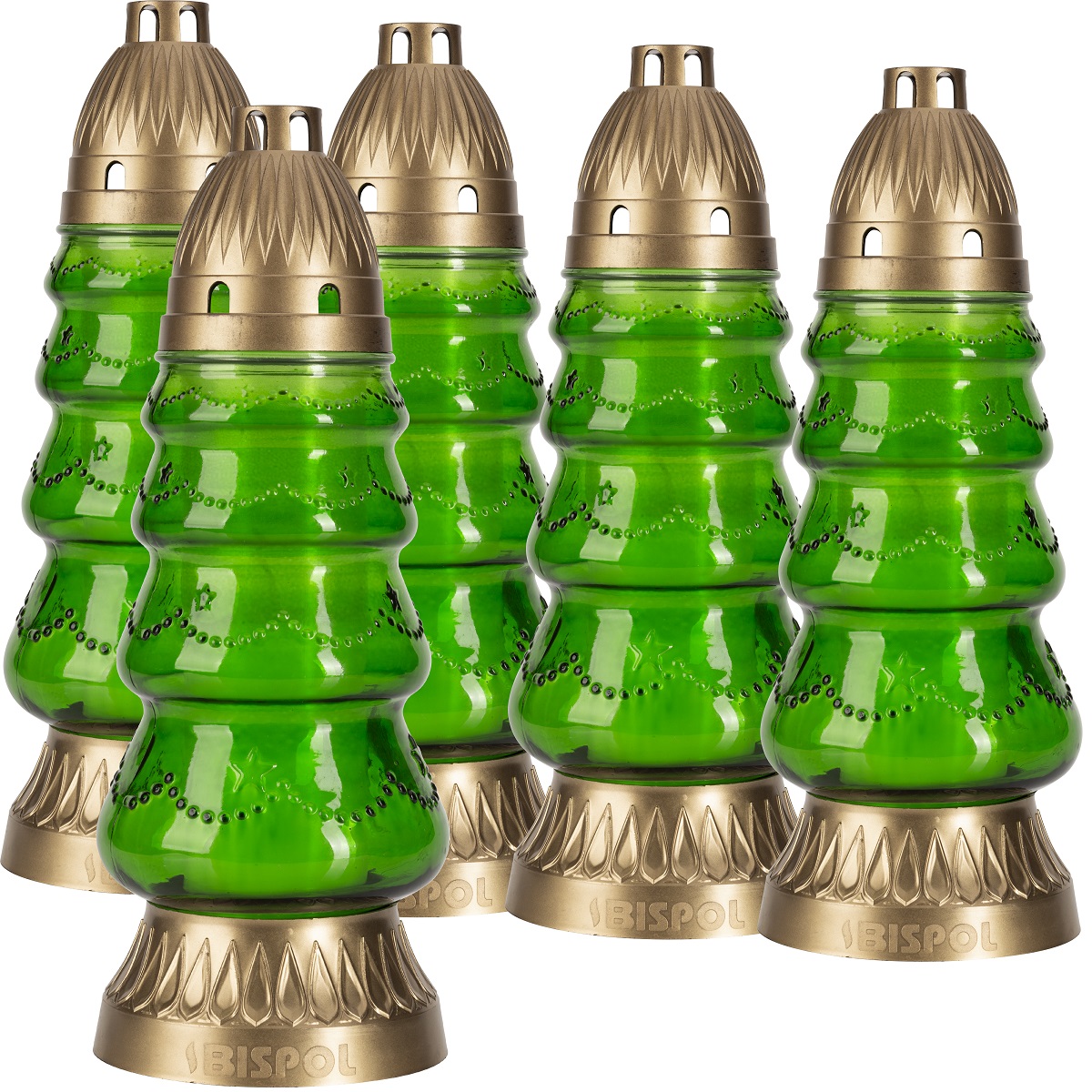 Bispol 4067ch-1 Choinka Zielona duża znicz szklany 5 sztuk