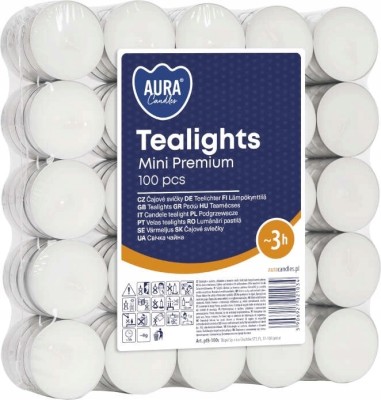 Bispol Aura Mini Premium Tealights pf8-100s podgrzewacze bezzapachowe 3h palenia 100 sztuk