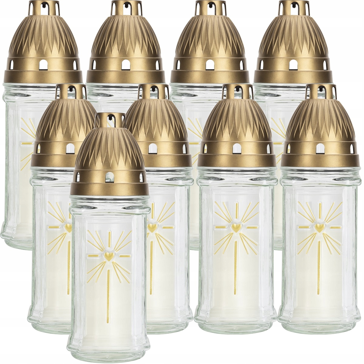 Bispol 3004 Gold biały znicz szklany 9 sztuk