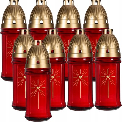 Bispol 3004 Gold czerwony znicz szklany 9 sztuk