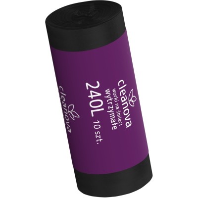 Cleanova worki na śmieci LDPE czarne 240l / 10 sztuk  / 31mic