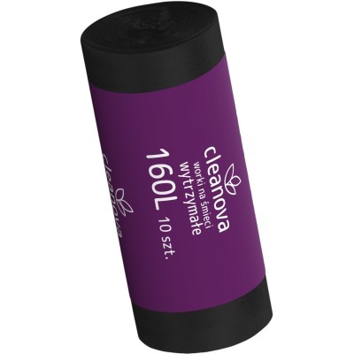 Cleanova worki na śmieci czarne LDPE 160l / 10 sztuk / 29mic