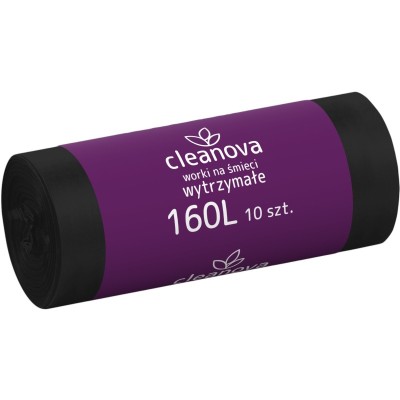 Cleanova worki na śmieci czarne LDPE 160l / 10 sztuk / 29mic
