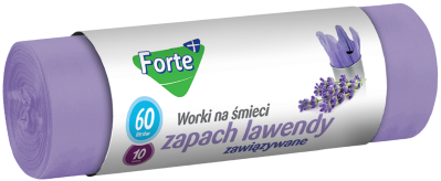 Forte+ Lawenda zapachowe worki na śmieci zawiązywane 60l / 10 sztuk
