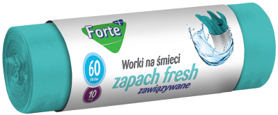 Forte+ Fresh zapachowe worki na śmieci zawiązywane 60l / 10 sztuk