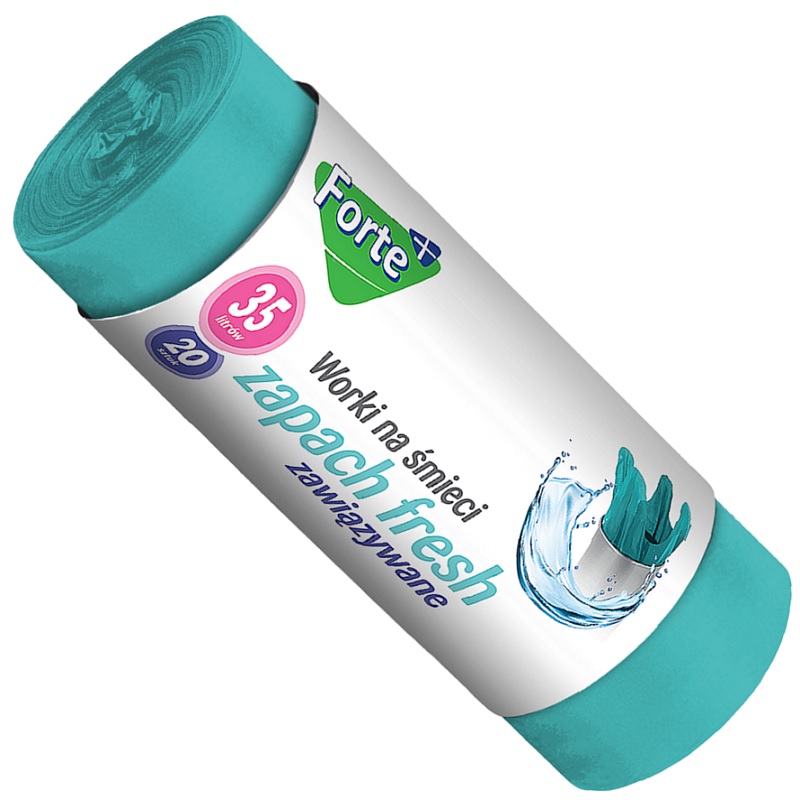 Forte+ Fresh zapachowe worki na śmieci zawiązywane 35l / 20 sztuk