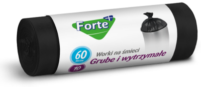 Forte+ Optima worki na śmieci LDPE czarne 60l / 10 sztuk