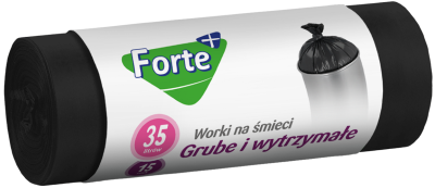 Forte+ Optima worki na śmieci LDPE czarne 35l / 15 sztuk