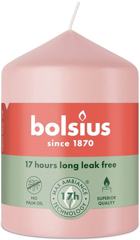 Bolsius Essentials Mglisty Róż świeca pieńkowa 80/58mm