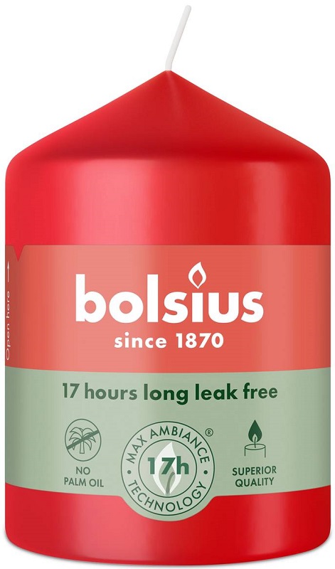 Bolsius Essentials Delikatny Czerwony świeca pieńkowa 80/58mm