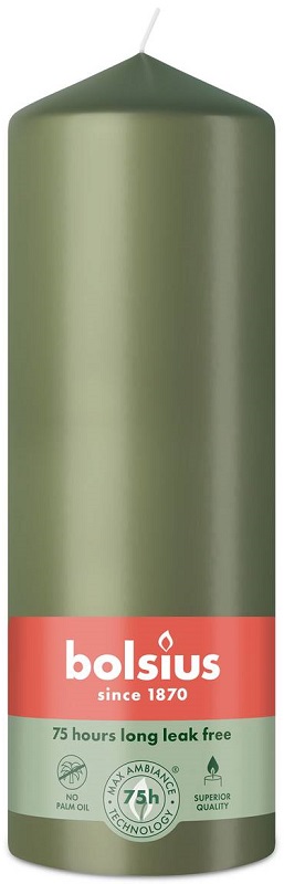 Bolsius Essentials Zielona Oliwka świeca pieńkowa 200/68mm