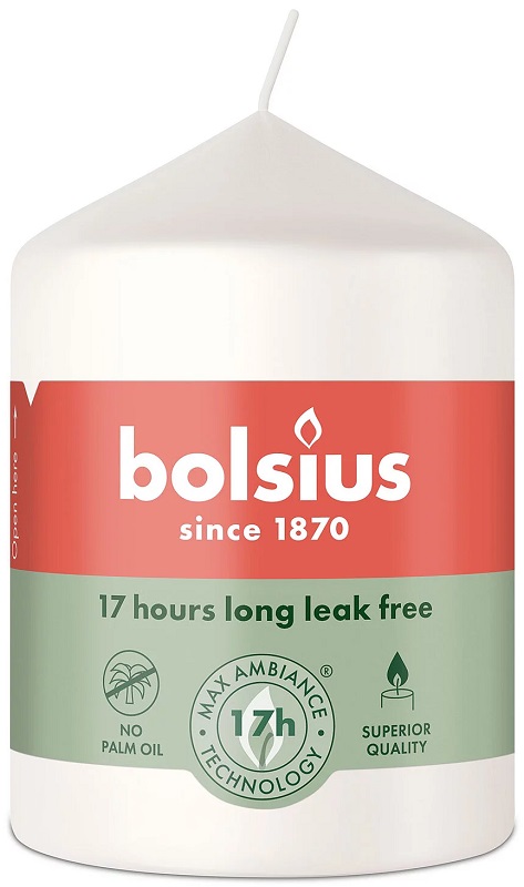Bolsius Essentials Mroźna Biel świeca pieńkowa 80/58mm