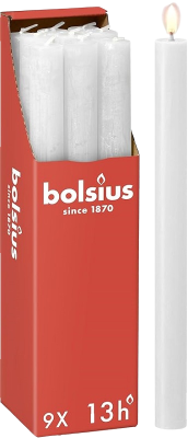 Bolsius Rustic Mroźna Biel świeca stołowa 270/23mm - 9 sztuk