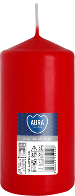 Bispol Aura sw60/120-030 Czerwona świeca walec 6x12cm - 38 godzin