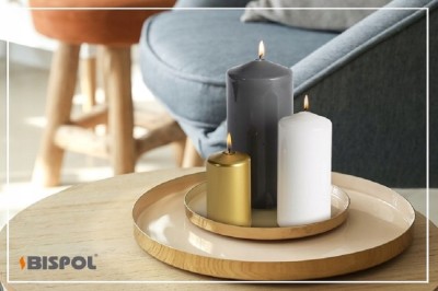 Bispol Aura sw60/120-213 Złoty Metalik świeca walec 6x12cm - 38 godzin