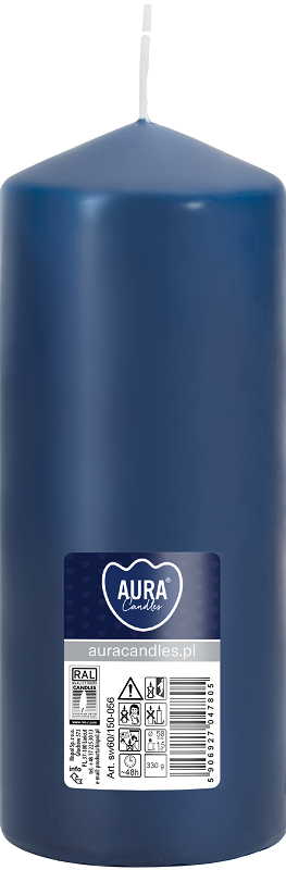Bispol Aura sw60/150-056 Granatowa świeca walec 6x15cm - 48 godzin