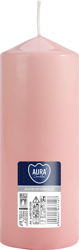 Bispol Aura sw60/150-038 Jasny Róż świeca walec 6x15cm - 48 godzin