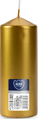 Bispol Aura sw60/150-213 Złoty Metalik świeca walec 6x15cm - 48 godzin