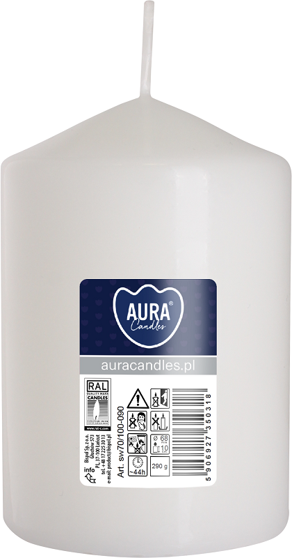 Bispol Aura sw70/100-090 Biała świeca walec 7x10cm - 44 godziny