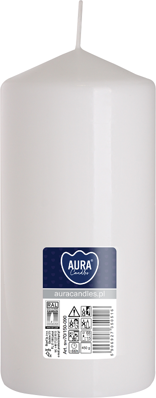 Bispol Aura sw70/150-090 Biała świeca walec 7x15cm - 66 godzin