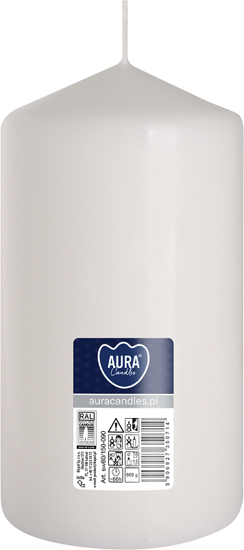 Bispol Aura sw80/150-090 Biała świeca walec 8x15cm - 66 godzin