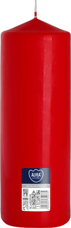 Bispol Aura sw80/250-030 Czerwona Świeca walec 8x25cm - 160 godzin