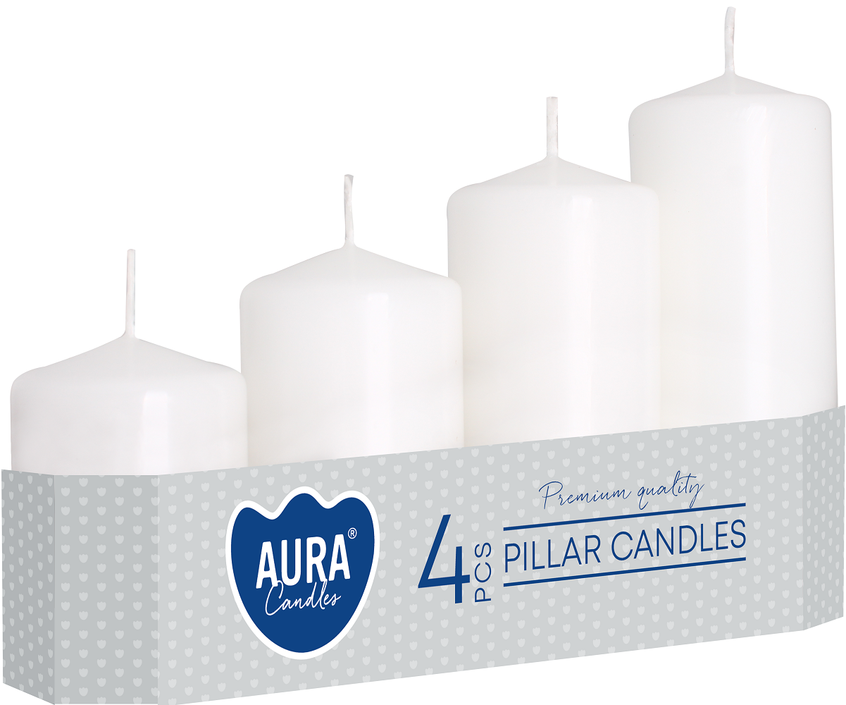 Bispol Aura sw50/4-090 Biała świeca walec różne wielkości - 4 sztuki