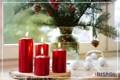 Bispol Aura sw50/4-230 Czerwony Metalik świeca walec różne wielkości - 4 sztuki