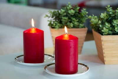 Bispol Aura sw50/4-230 Czerwony Metalik świeca walec różne wielkości - 4 sztuki