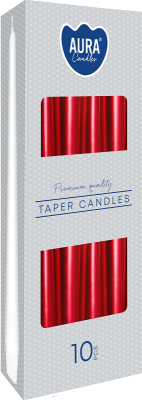 Bispol Aura s30-230 CZERWONY METALIK świeca stołowa stożek - 10 sztuk