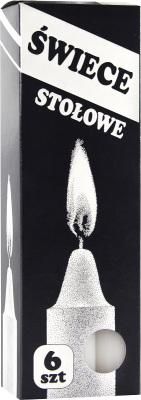 Bispol Aura s1-66 BIAŁA świeca stołowa prosta -  6 sztuk