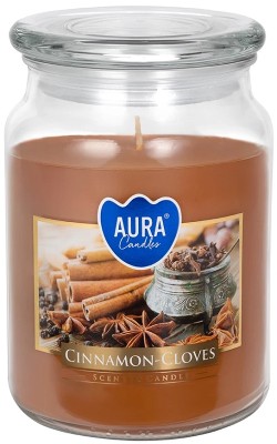 Bispol Aura snd99-374 Cynamon z Goździkami duża świeca zapachowa w słoju z wieczkiem 100h