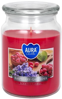 Bispol Aura snd99-352 Malina z Biała Lawendą duża świeca zapachowa w słoju z wieczkiem 100h