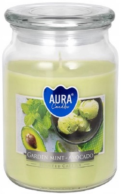 Bispol Aura snd99-353 Mięta Ogrodowa z Awokado duża świeca zapachowa w słoju z wieczkiem 100h