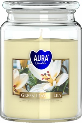Bispol Aura snd99-354 Zielone Liście - Lilia duża świeca zapachowa w słoju z wieczkiem 100h