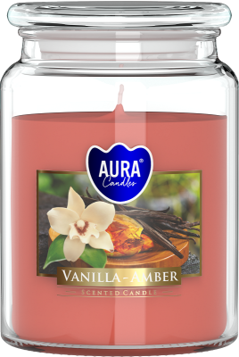 Bispol Aura snd99-355 Wanilia z Bursztynem duża świeca zapachowa w słoju z wieczkiem 100h