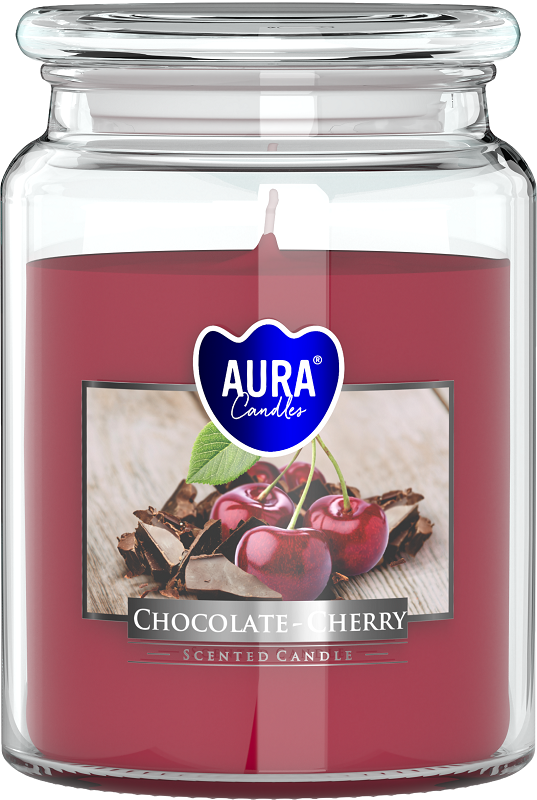 Bispol Aura snd99-104 Czekolada i Wiśnia duża świeca zapachowa w słoju z wieczkiem 100h