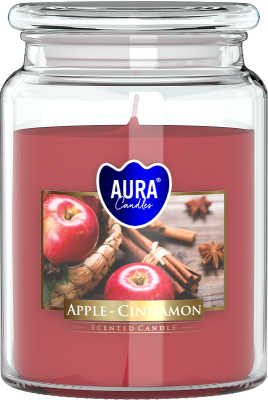 Bispol Aura snd99-87 Jabłko i Cynamon duża świeca zapachowa w słoju z wieczkiem 100h